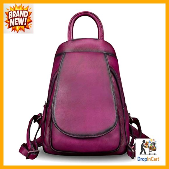Genuine Leather Backpack Retro Daypack Casual Rucksack Adjustable Straps main image 6